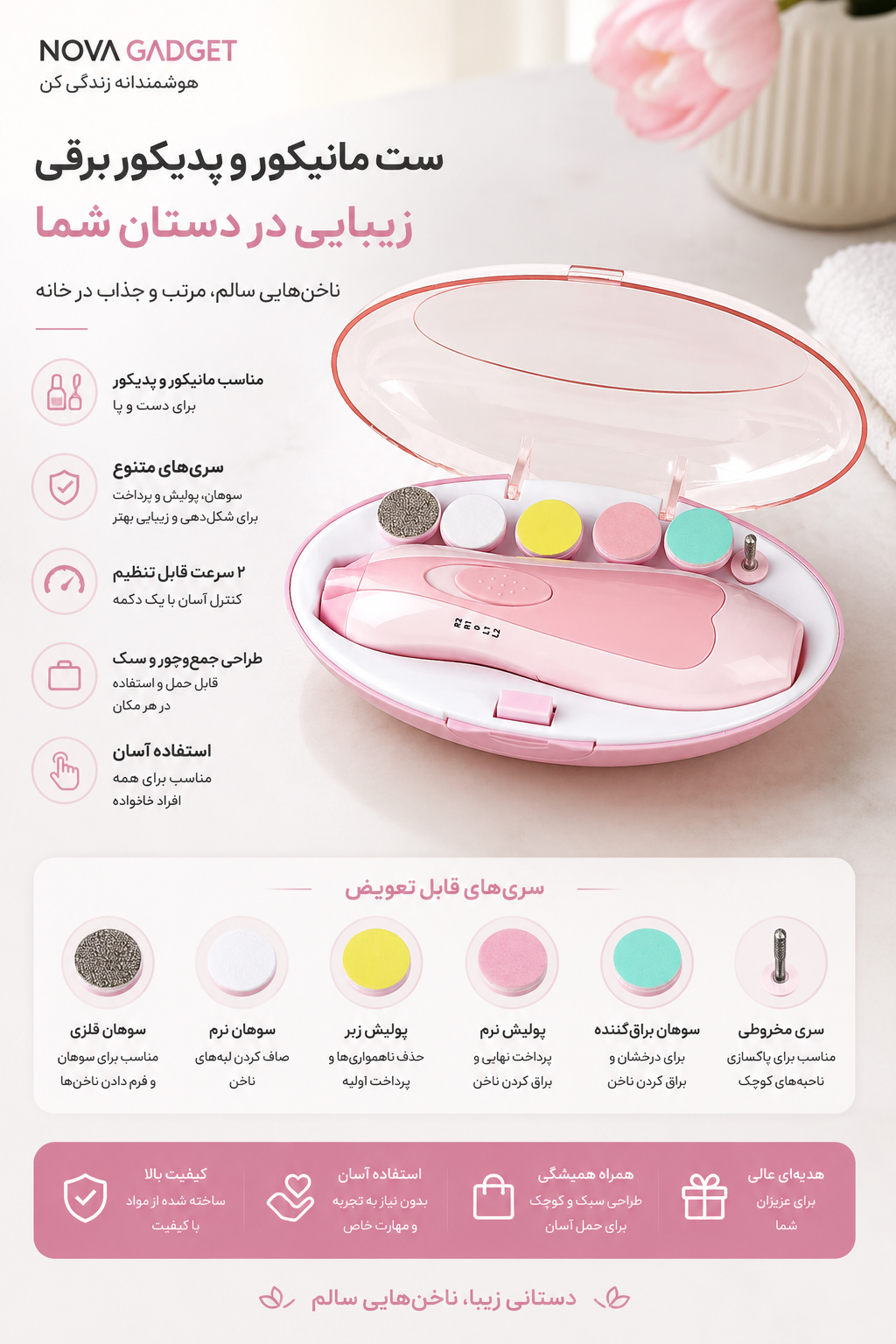 سوهان برقی ناخن کودک و نوزاد TD-288 اورجینال