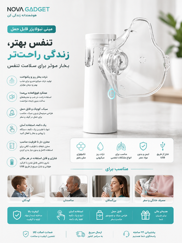 مش نبولایزر پلاس اورجینال مدل AINENGKANG بهبود آسم، برونشیت، آلرژیهای تنفسی و عفونتهای ریوی