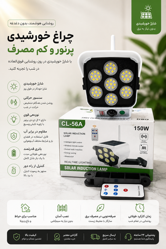 پروژکتور دیواری خورشیدی اورجینال طرح دوربین مداربسته مدل Pr-Cam | چراغ امنیتی سنسوردار